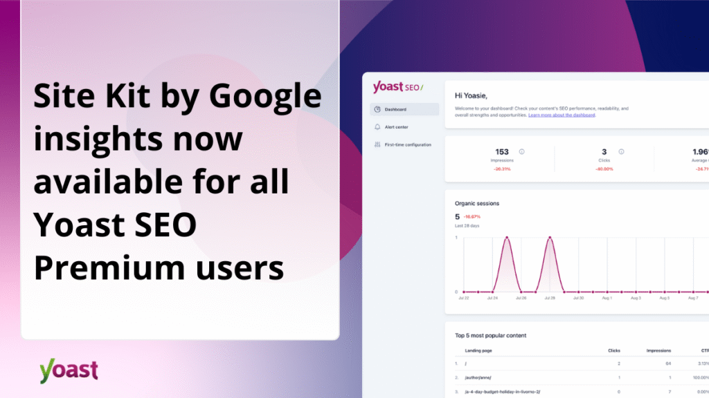 Site Kit من Google Insights متوفر الآن في Yoast SEO Dashboard