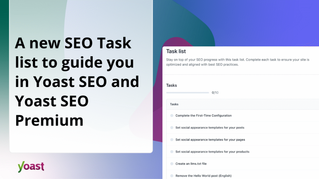 تقديم قائمة مهام SEO الجديدة في Yoast SEO • Yoast